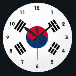 korea south large clock<br><div class="desc">Flag of South Korea. The flag of South Korea, or Taegeukgi (also spelled Taegukgi in convention) has three parts: a white background; a red and blue taegeuk (also known as Taiji and Yinyang) in the center; and four black trigrams, one in each corner of the flag. These trigrams are carried...</div>