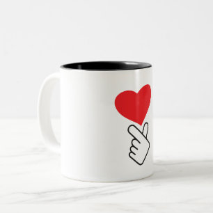 Korea v finger, wave or Korean hand. k-pop Two-Tone Coffee Mug