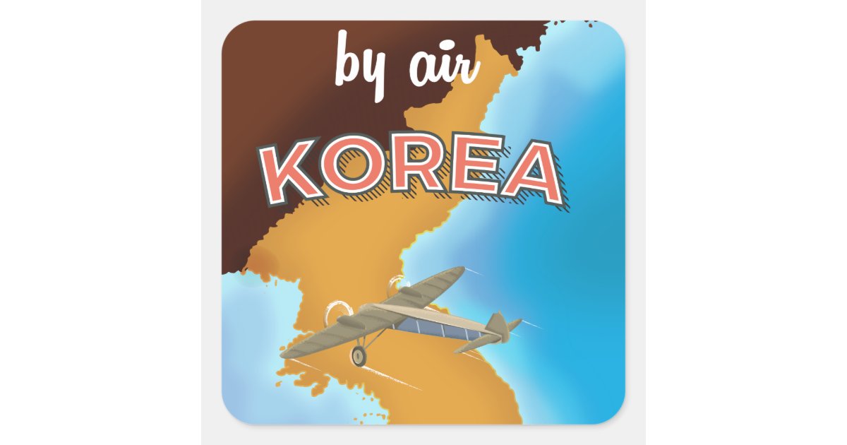 korea vintage travel poster print square sticker zazzle com