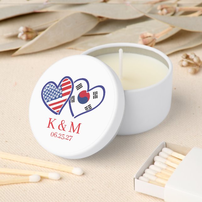Korean American Heart Flags Mini Candle Favors (Insitu)