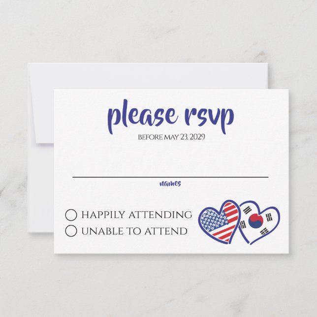 Korean American Heart Flags RSVP Card (Front)