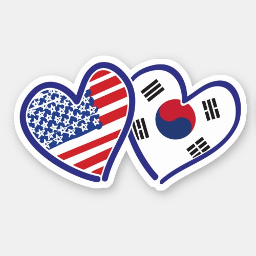 Korean American Heart Flags Sticker