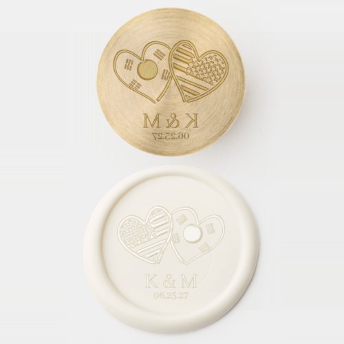 Korean American Heart Flags Wax Seal Stamp