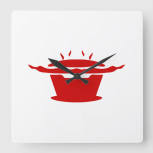 Korean BBQ (고기구이) Sign Square Wall Clock