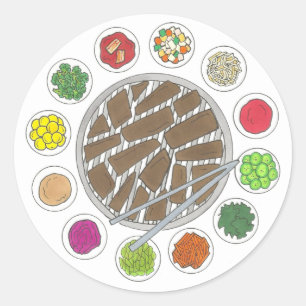 Korean BBQ Barbecue Roast Bulgogi Banchan Food Classic Round Sticker