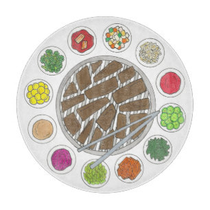 Korean BBQ Barbecue Roast Bulgogi Banchan Food Cutting Board