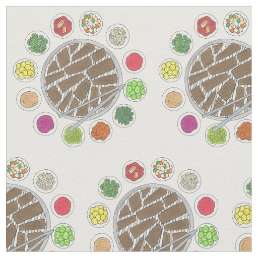Korean BBQ Barbecue Roast Bulgogi Banchan Food Fabric