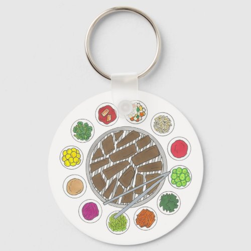 Korean BBQ Barbecue Roast Bulgogi Banchan Food Keychain