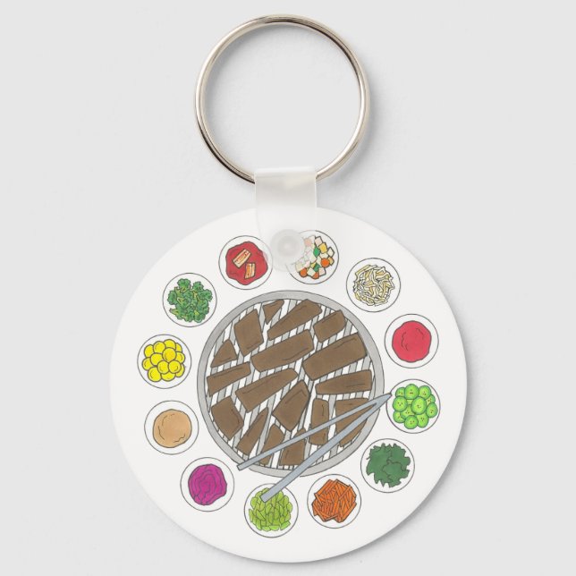 Korean BBQ Barbecue Roast Bulgogi Banchan Food Keychain (Front)
