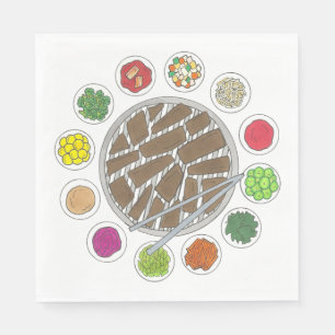 Korean BBQ Barbecue Roast Bulgogi Banchan Food Napkins