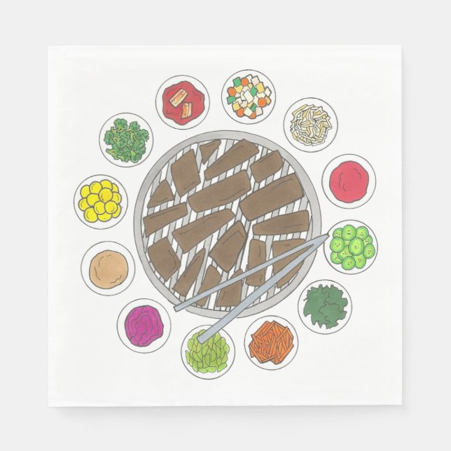 Korean BBQ Barbecue Roast Bulgogi Banchan Food Napkins (Front)