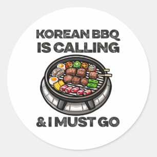 Korean Bbq Funny Korean Byrbecue Food Lover Asian Classic Round Sticker