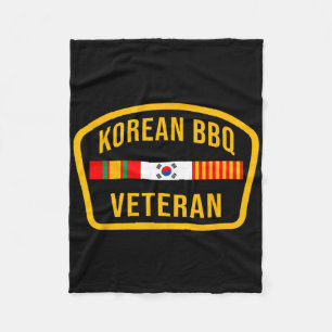 Korean Bbq Veteran Funny Food Lover Gym Cheat Day Fleece Blanket