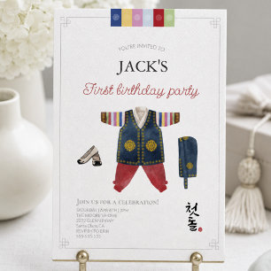 Korean boy Hanbok Dol Janchi the first birthday Invitation
