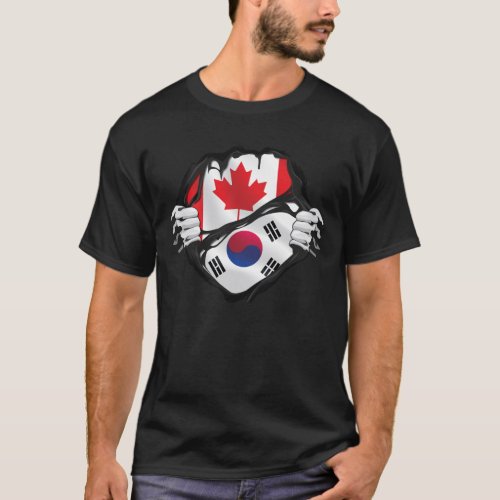 Korean Canadian Hands Ripped Roots Flag T_Shirt