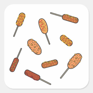 Korean corn dog, korean snack, korean hot dog, square sticker