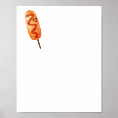 Korean Corn Dog With Ketchup Illustration  Poster