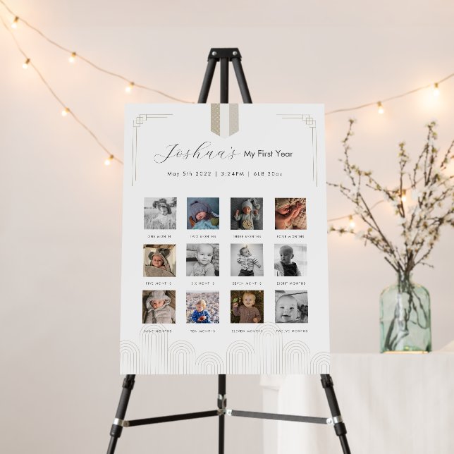 Korean Dol Neutral Boy 1st Birthday Milestone Foam Board (In Situ (Stand))