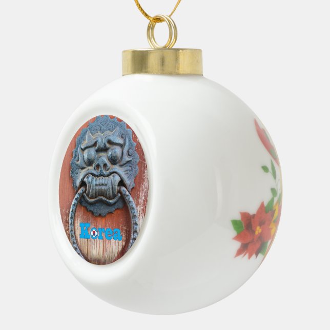 Korean Dragon Door Knocker Ceramic Ball Christmas Ornament (Right)