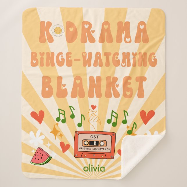 Korean Drama Kdrama Binge-watching Personalized Sherpa Blanket (Front)