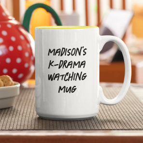 Korean Drama Watching Personalized Two-Tone Coffee Mug