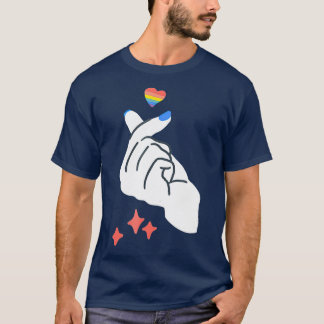 Korean Finger Heart Gay LGBQ Kpop Kdrama Love T-Shirt