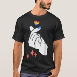Korean Finger Heart Gay LGBTQ Kpop Kdrama Love T-Shirt