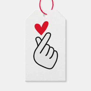 Korean finger heart gift tags