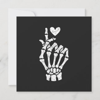 Korean Finger Heart Skeleton Hand Card
