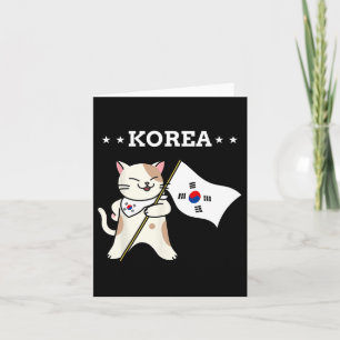 Korean Flag And Cat South Korea Card