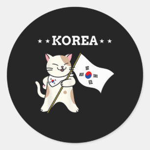 Korean Flag And Cat South Korea Classic Round Sticker