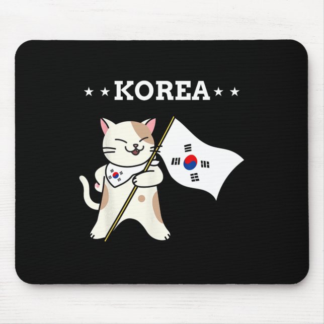 Korean Flag And Cat South Korea  Mouse Pad (Front)