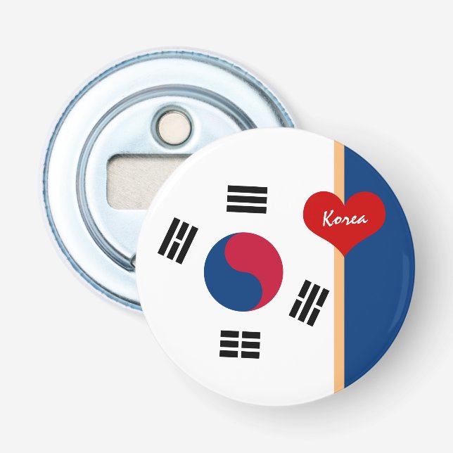 Korean Flag & Heart South Korea party /sport drink Bottle Opener (Front)