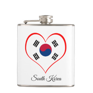 Korean Flag & Heart, South Korea /sports fans Flask