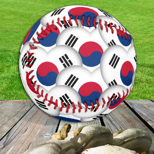 Korean Flag, Hearts - Baseballs, Love South Korea Baseball