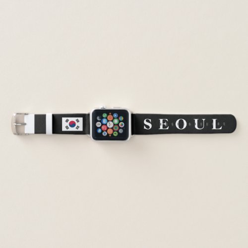 Korean flag of South Korea personalized black Apple Watch Band