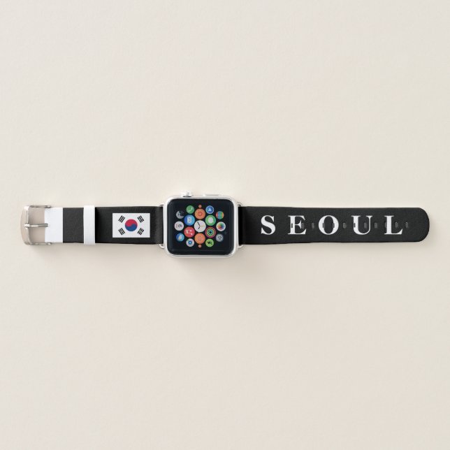 Korean flag of South Korea personalized black Apple Watch Band (Front)