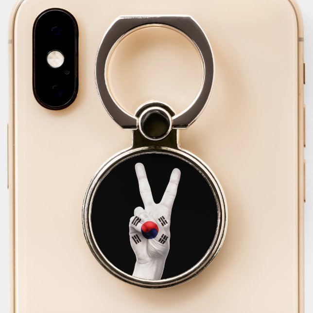 Korean Flag Peace Sign Phone Ring Stand (Close Up)