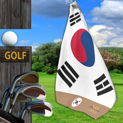 Korean flag  South Korea monogrammed  golf towel