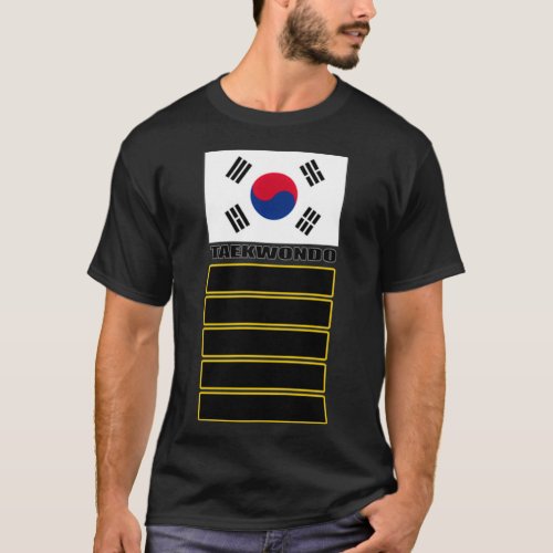 Korean flag Taekwondo 5th Dan T_Shirt