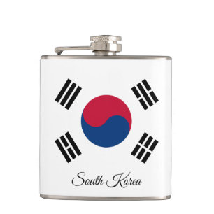 Korean Flag & travel South Korea /sports fans Flask