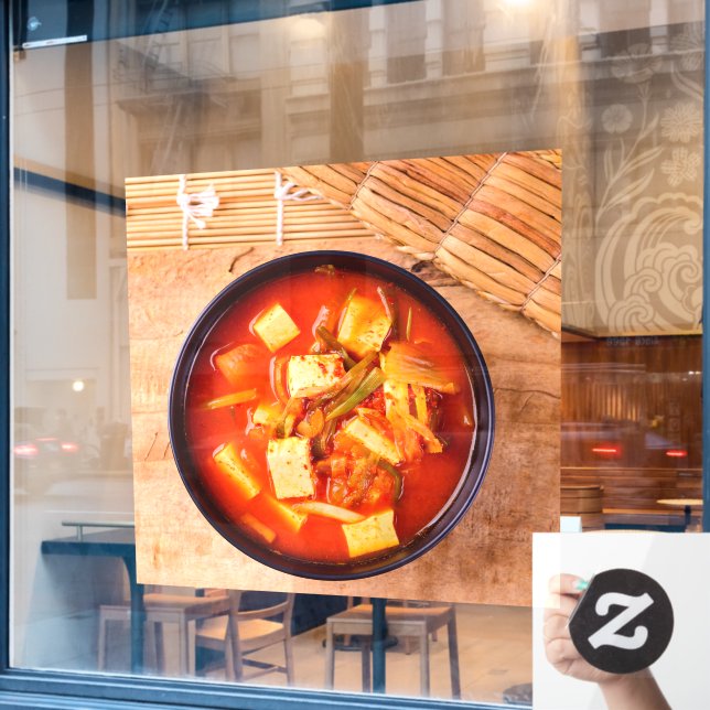 Korean Food Kimchi Soup with Tofu Window Cling (Cafe Window)