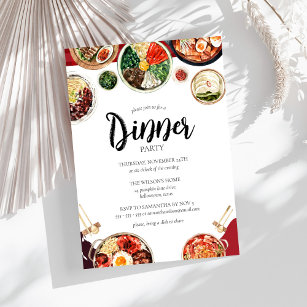 Korean Food Theme Dinner Party Invitation