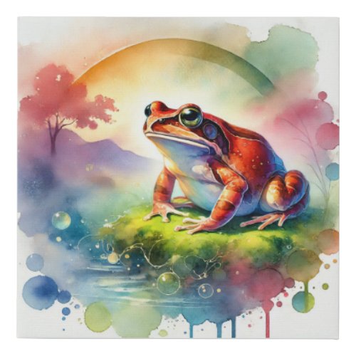 Korean Frog 240624AREF103 _ Watercolor Faux Canvas Print