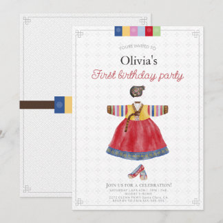Korean Girl Hanbok Dol Janchi the first birthday Invitation
