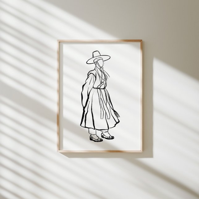 Korean Hanbok Man with Gat Ink Line Poster (Creator Uploaded)