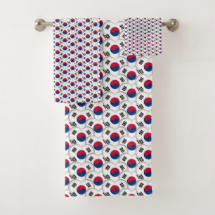 Korean Hearts & Korean Flag /South Korea Bath Towel Set