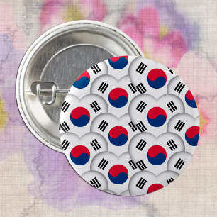 Korean Hearts & Korean Flag / South Korea Button