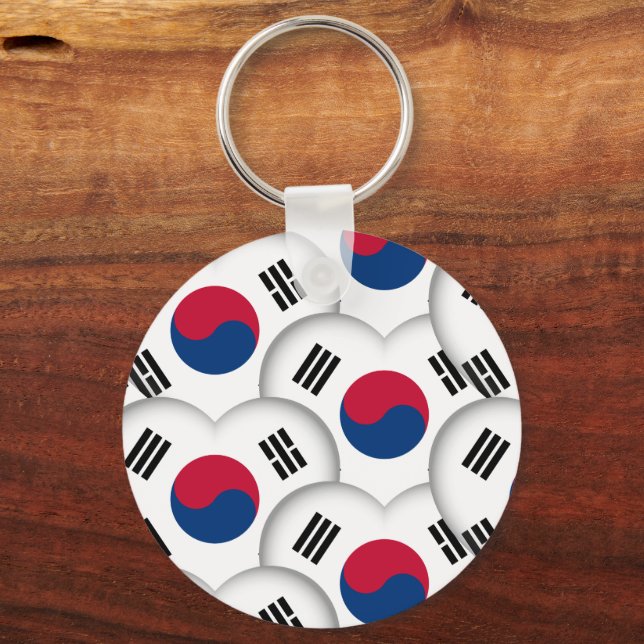 Korean Hearts & Korean Flag /South Korea Keychain (Front)