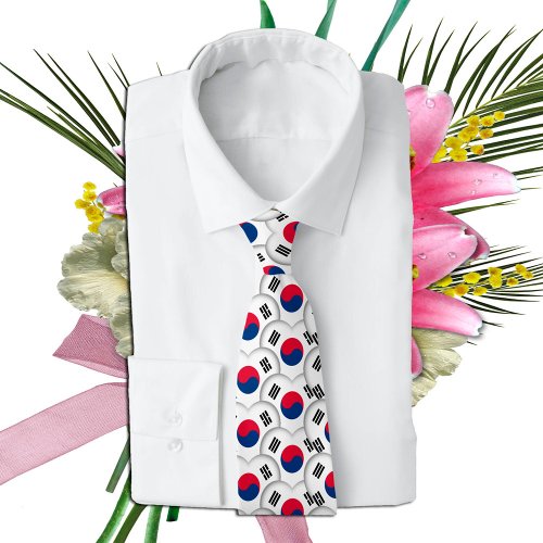 Korean Hearts  Korean Flag South Korea Neck Tie